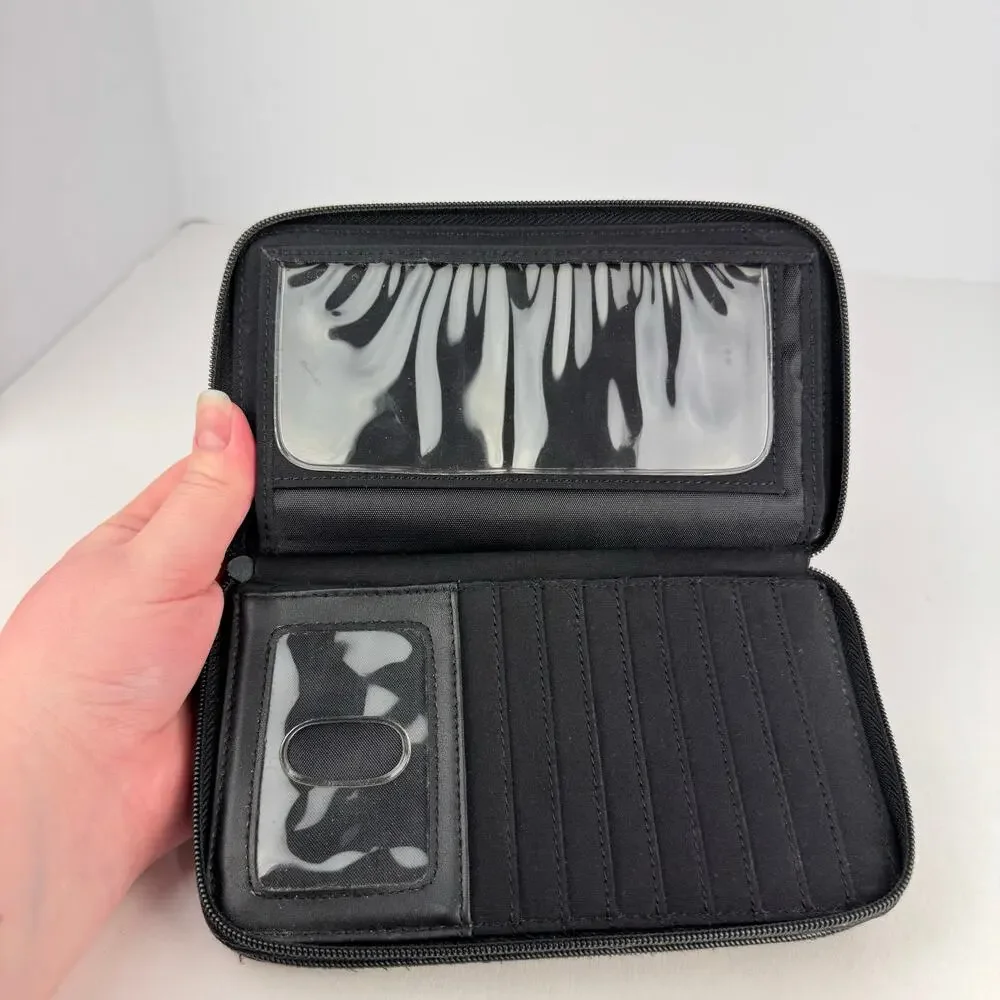 Vintage Nine West Fabric Two Zip Compact 23+ Pocket Wallet Check Book‎ Pocket